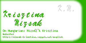 krisztina mizsak business card